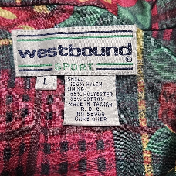 Westbound Sport Vintage Floral Plaid Windbreaker Track Jacket Women's Large - Picture 7 of 9
